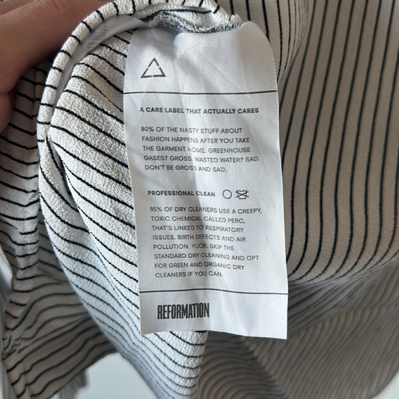 Reformation Pin Stripe Long Sleeve Blouse Shirt black white - Picture 5 of 5